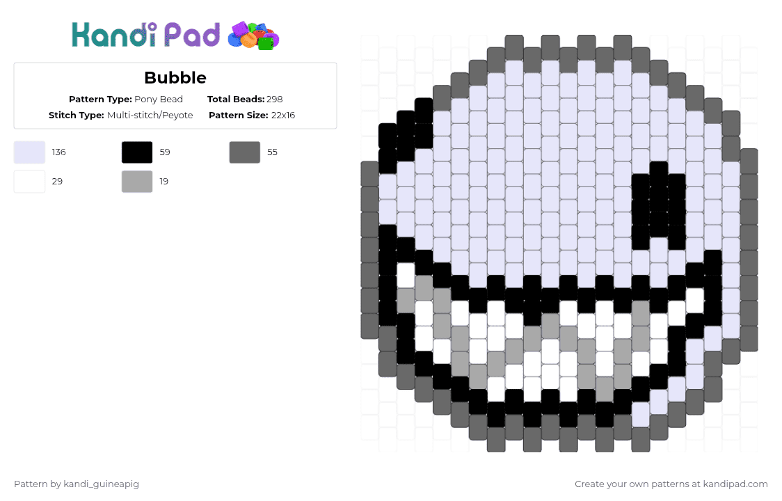 Bubble - Pony Bead Pattern by kandi_guineapig on Kandi Pad - white,gray