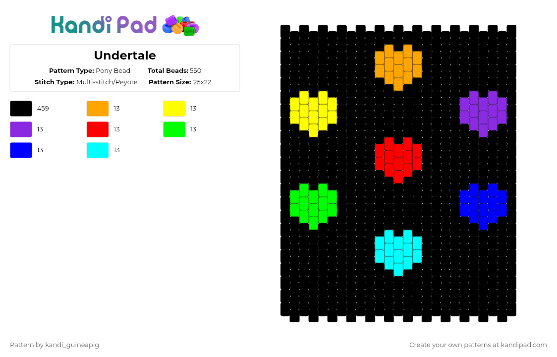 Undertale - Pony Bead Pattern by kandi_guineapig on Kandi Pad - black,purple