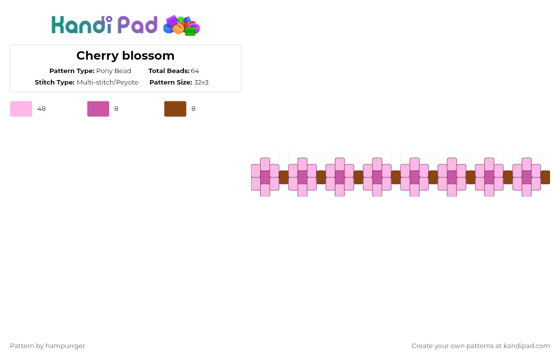 Cherry blossom - Pony Bead Pattern by hampurrger on Kandi Pad - pink,flower