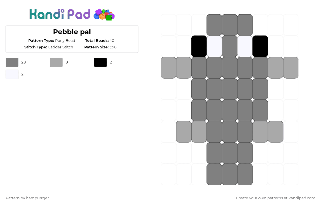 Pebble pal - Pony Bead Pattern by hampurrger on Kandi Pad - gray,pebble,dandys world