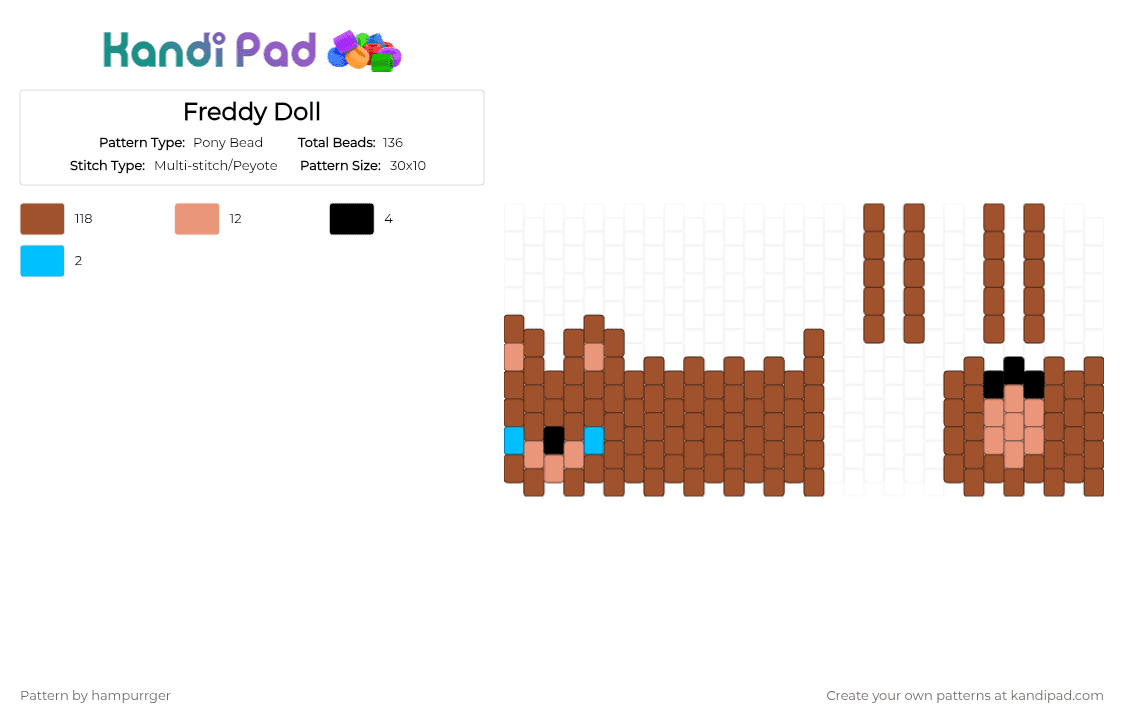 Freddy Doll - Pony Bead Pattern by hampurrger on Kandi Pad - red