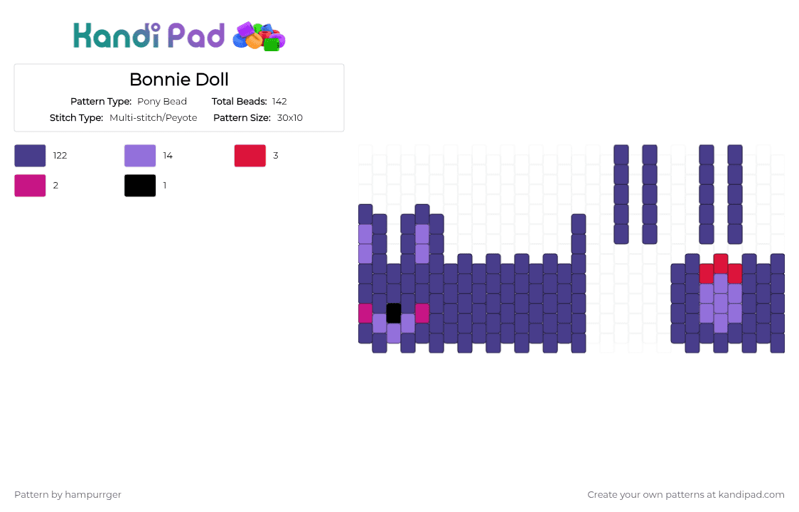 Bonnie Doll - Pony Bead Pattern by hampurrger on Kandi Pad - purple