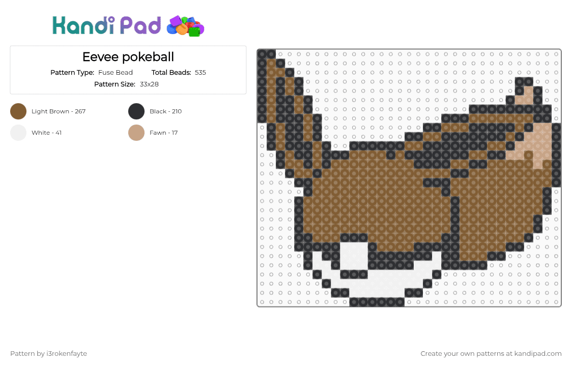 Eevee pokeball - Fuse Bead Pattern by i3rokenfayte on Kandi Pad - tan