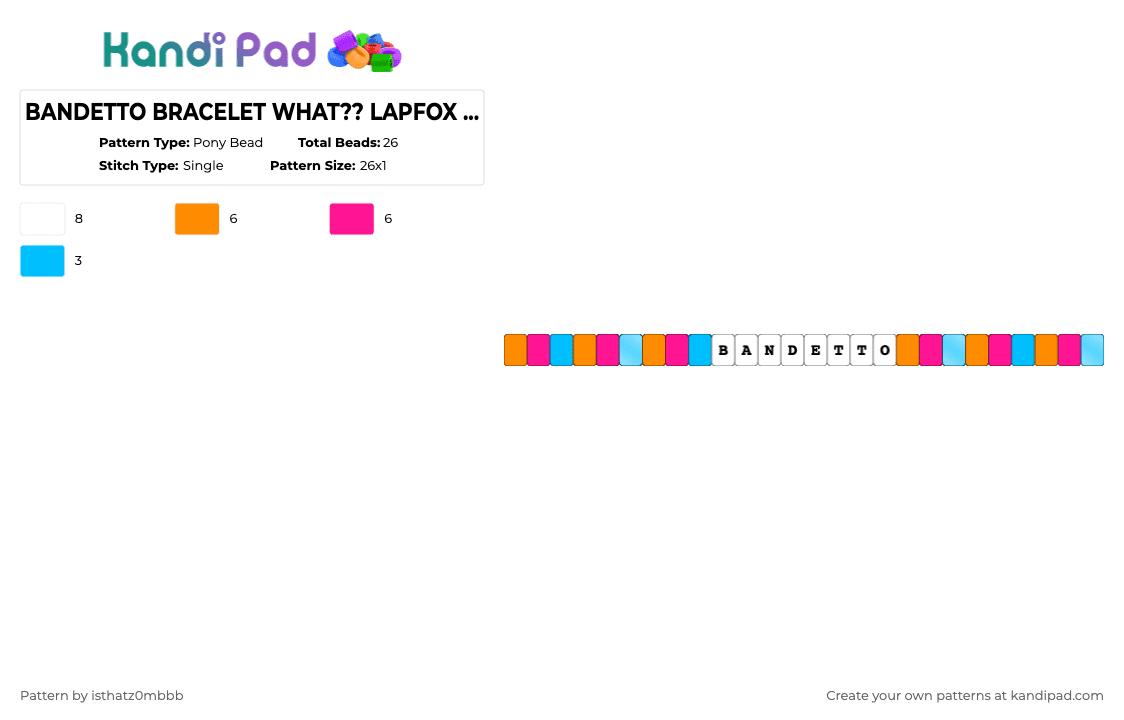 Lapfox Pattern BANDETTO BRACELET WHAT?? LAPFOX BANDETTO!!! Pony Bead Pattern - Kandi ...