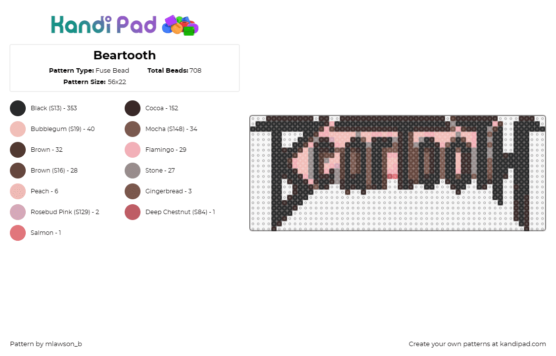 Beartooth - Fuse Bead Pattern by mlawson_b on Kandi Pad - beartooth,band,rock,music,logo,black