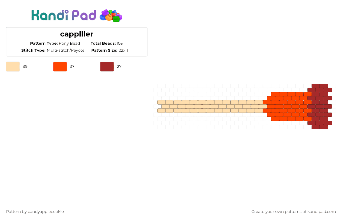 Candy Apple Charm (Peyote) - Pony Bead Pattern by candyappiecookle on Kandi Pad - 