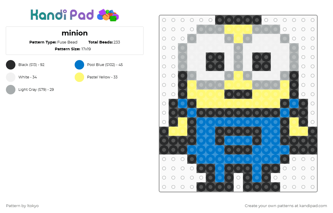 minion - Fuse Bead Pattern by ltokyo on Kandi Pad - blue