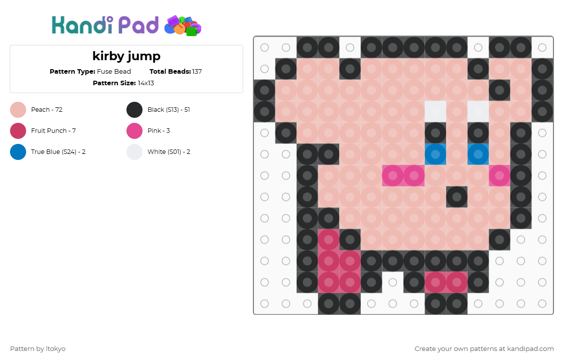 kirby jump - Fuse Bead Pattern by ltokyo on Kandi Pad - beige