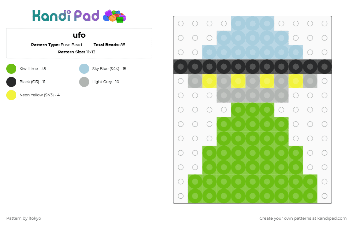 ufo - Fuse Bead Pattern by ltokyo on Kandi Pad - green