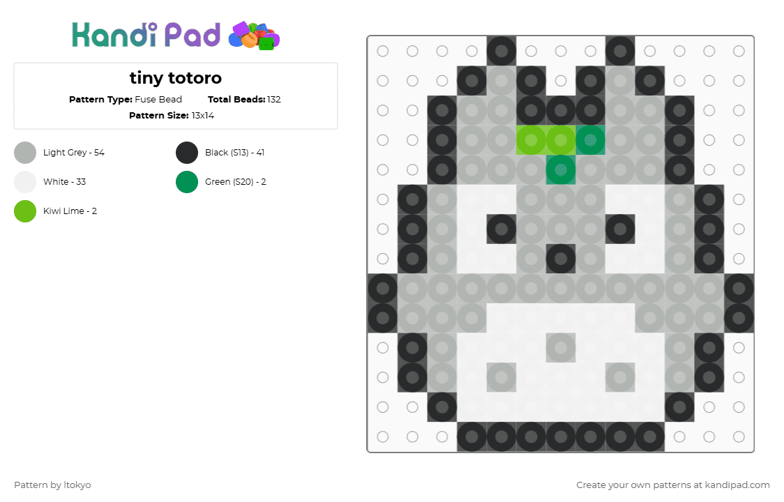 tiny totoro - Fuse Bead Pattern by ltokyo on Kandi Pad - beige