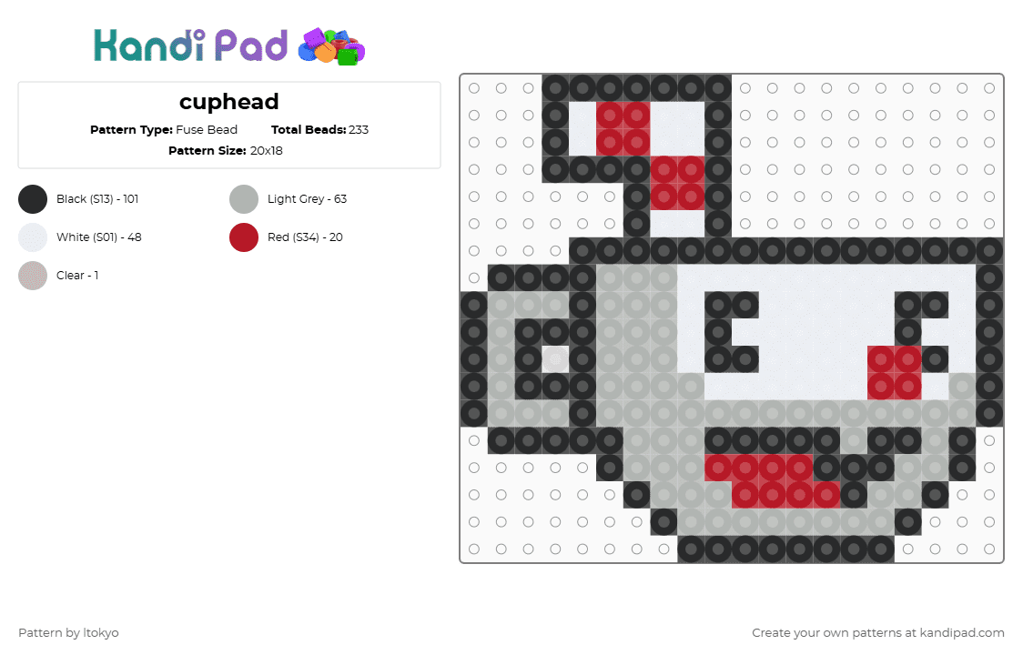 cuphead - Fuse Bead Pattern by ltokyo on Kandi Pad - 