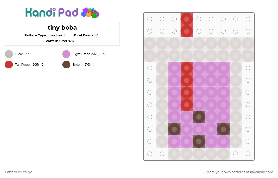 tiny boba - Fuse Bead Pattern by ltokyo on Kandi Pad - beige,pink