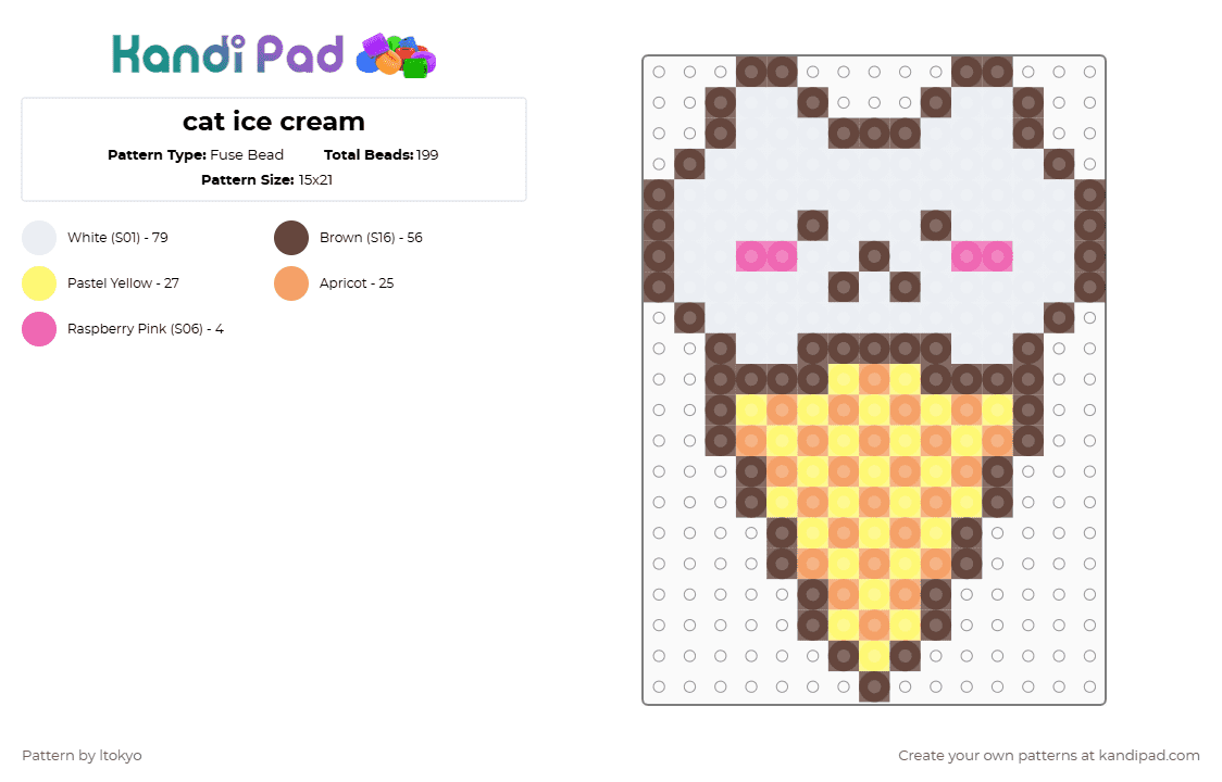 cat ice cream - Fuse Bead Pattern by ltokyo on Kandi Pad - brown