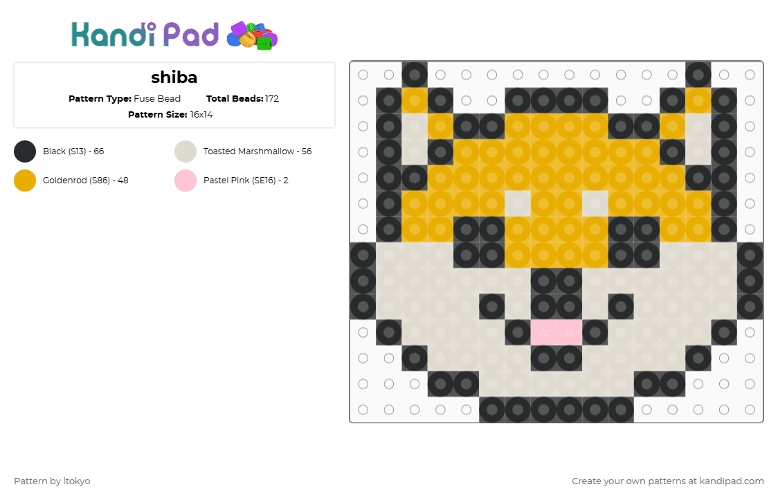 shiba - Fuse Bead Pattern by ltokyo on Kandi Pad - beige,orange