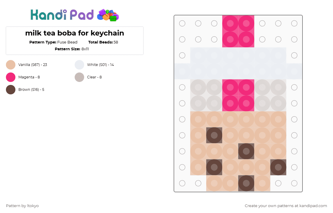 milk tea boba for keychain - Fuse Bead Pattern by ltokyo on Kandi Pad - beige