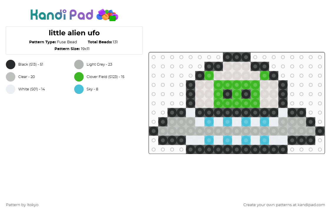 little alien ufo - Fuse Bead Pattern by ltokyo on Kandi Pad - beige