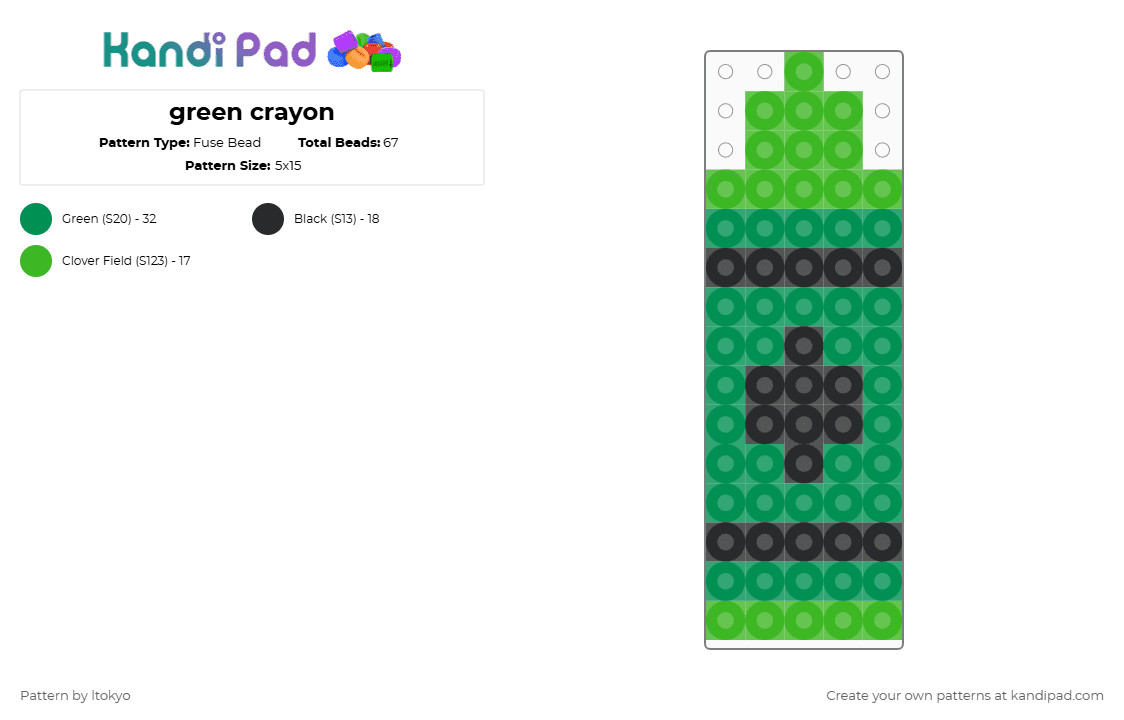 green crayon - Fuse Bead Pattern by ltokyo on Kandi Pad - green,black