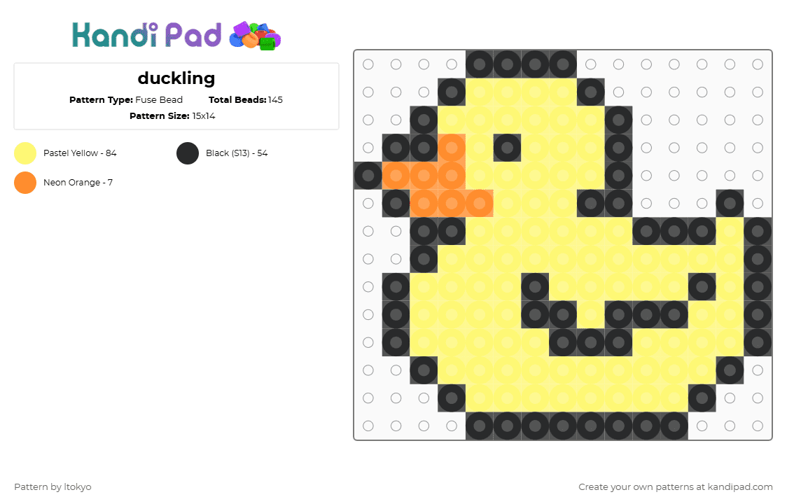 duckling - Fuse Bead Pattern by ltokyo on Kandi Pad - yellow