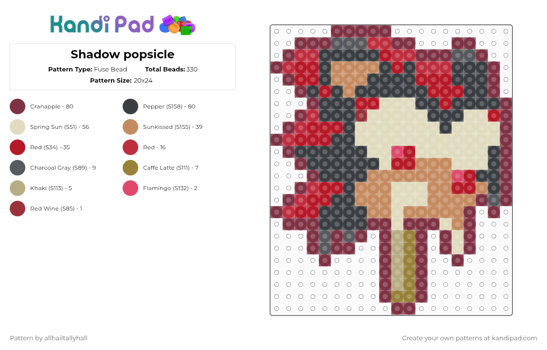 Shadow popsicle - Fuse Bead Pattern by allhailtallyhall on Kandi Pad - brown,red,tan,beige