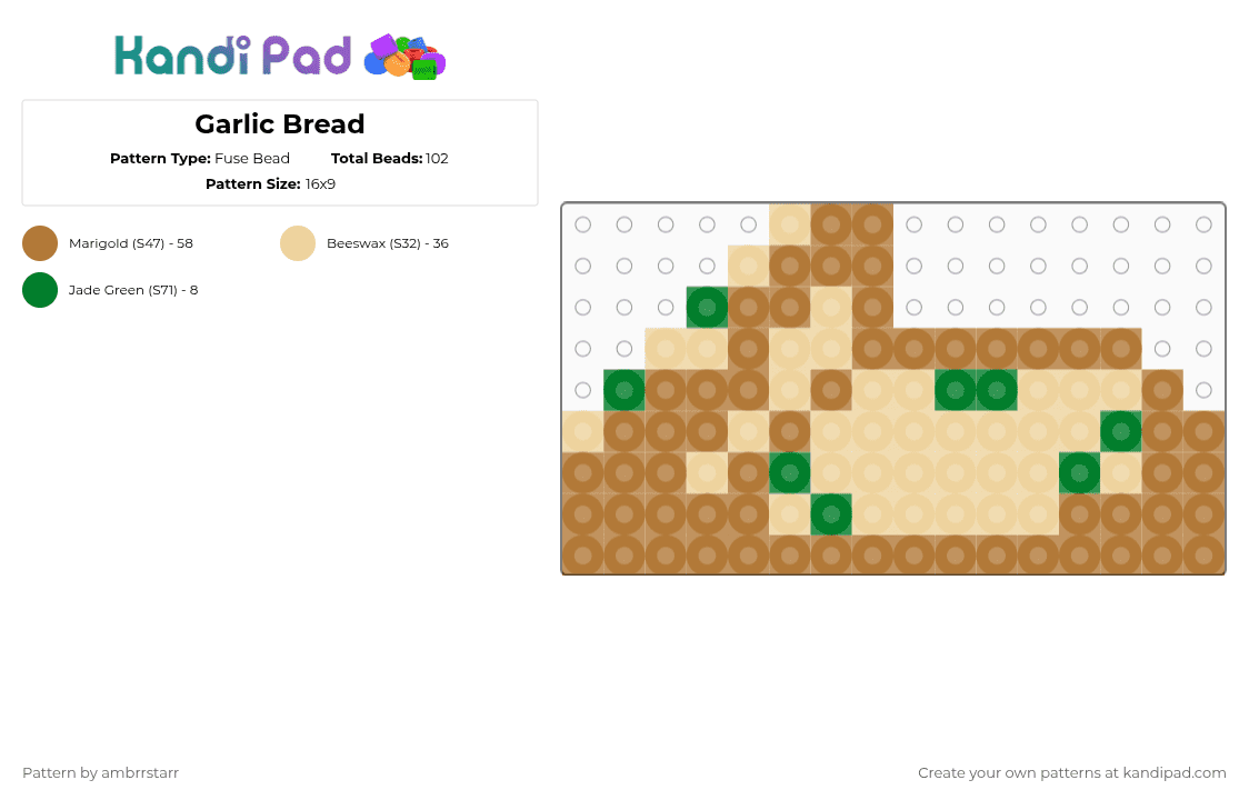 Garlic Bread - Fuse Bead Pattern by mortem_follower_fox on Kandi Pad - beige,tan,cotdbread,food