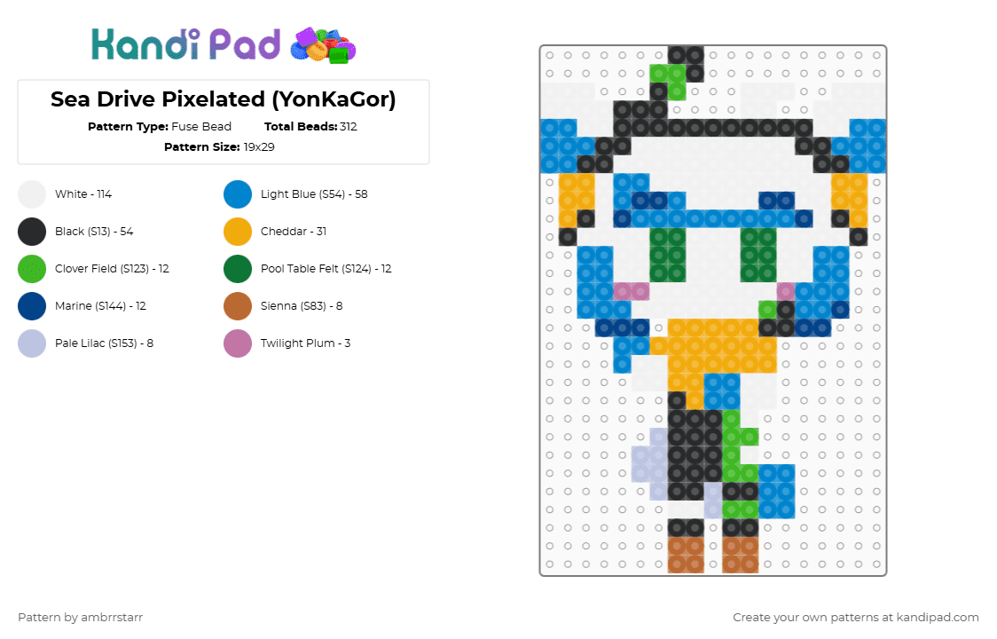 Sea Drive Pixelated (YonKaGor) - Fuse Bead Pattern by mortem_follower_fox on Kandi Pad - white,orange,blue,oc,music,yonkagor
