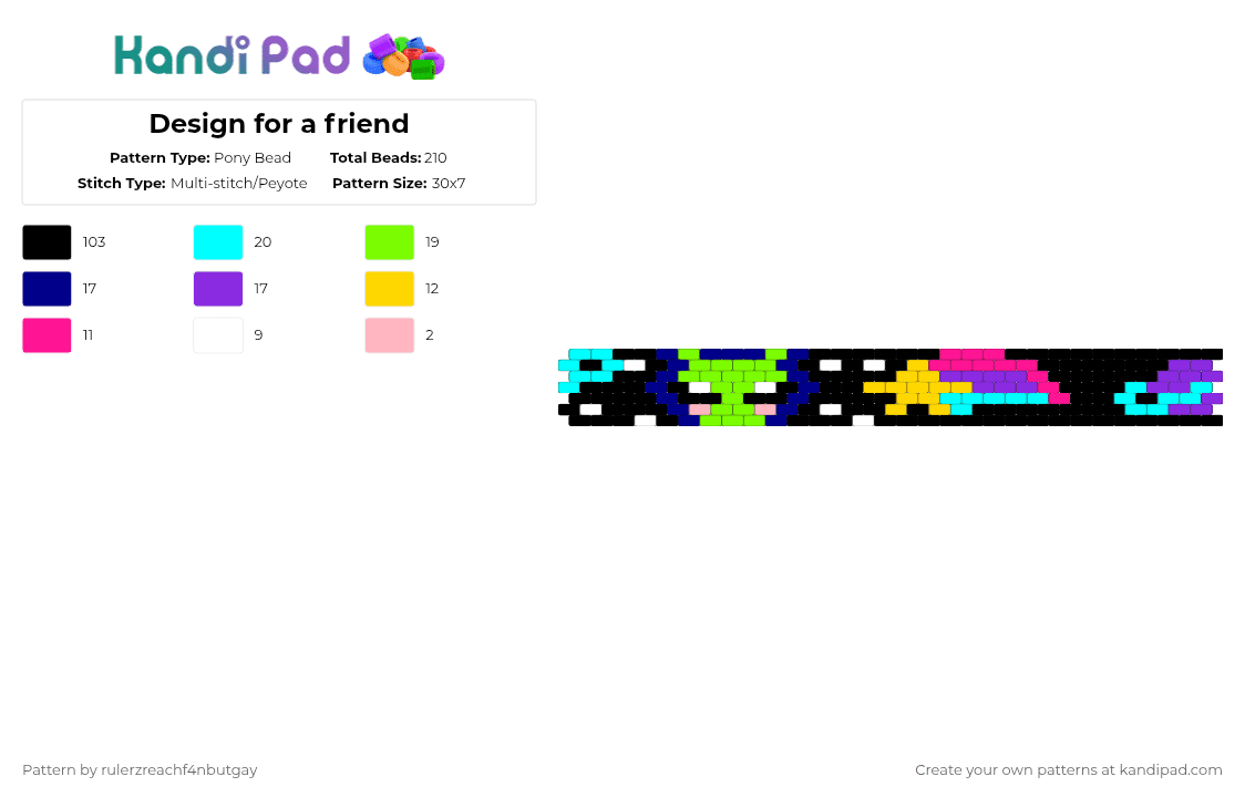 Design for a friend - Pony Bead Pattern by rulerzreachf4nbutgay on Kandi Pad - black,purple,green,light blue,space,alien,cuff,star,planet,bright
