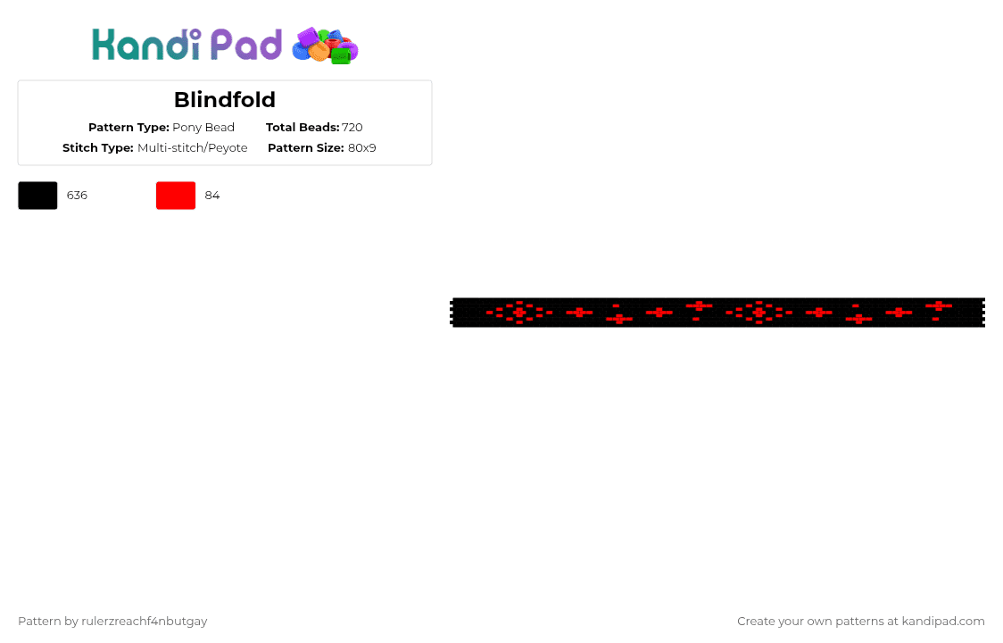 Blindfold - Pony Bead Pattern by rulerzreachf4nbutgay on Kandi Pad - black