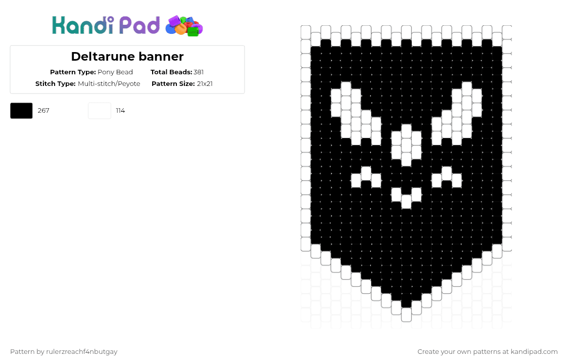 Deltarune banner - Pony Bead Pattern by rulerzreachf4nbutgay on Kandi Pad - white,black,cotdfantasy,deltarune,banner,sign,undertale,toby fox,delta rune