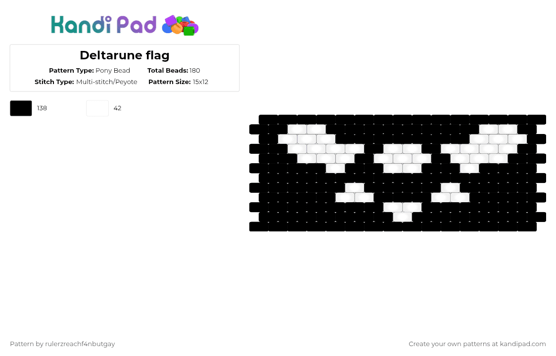Deltarune flag - Pony Bead Pattern by rulerzreachf4nbutgay on Kandi Pad - banner, black, deltarune, flag, glow, kandi, symbol, undertale
