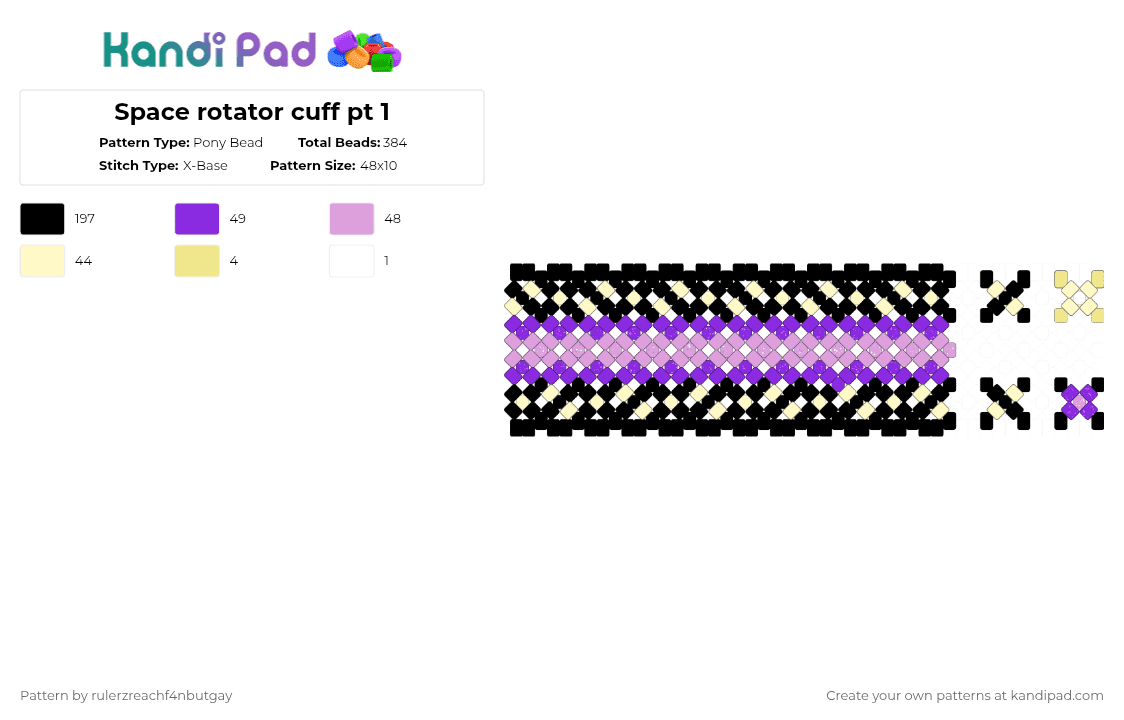 Space rotator cuff pt 1 - Pony Bead Pattern by rulerzreachf4nbutgay on Kandi Pad - black,purple,pink,cotdstars,space,star,stars,planets,cuff,rotator,kandi