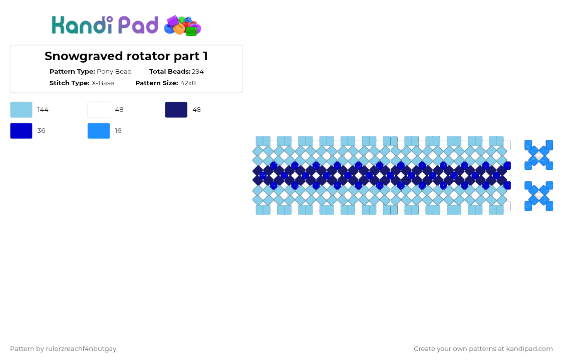 Snowgraved rotator part 1 - Pony Bead Pattern by rulerzreachf4nbutgay on Kandi Pad - light blue,purple,deltarune,noelle,snowgrave,weird route,rotator,cuff,kandi