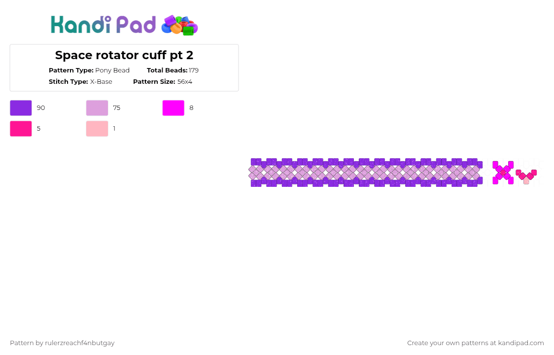 Space rotator cuff pt 2 - Pony Bead Pattern by rulerzreachf4nbutgay on Kandi Pad - pink,purple,cotdstars,stars,space,star,planet,kandi,cuff,rotator