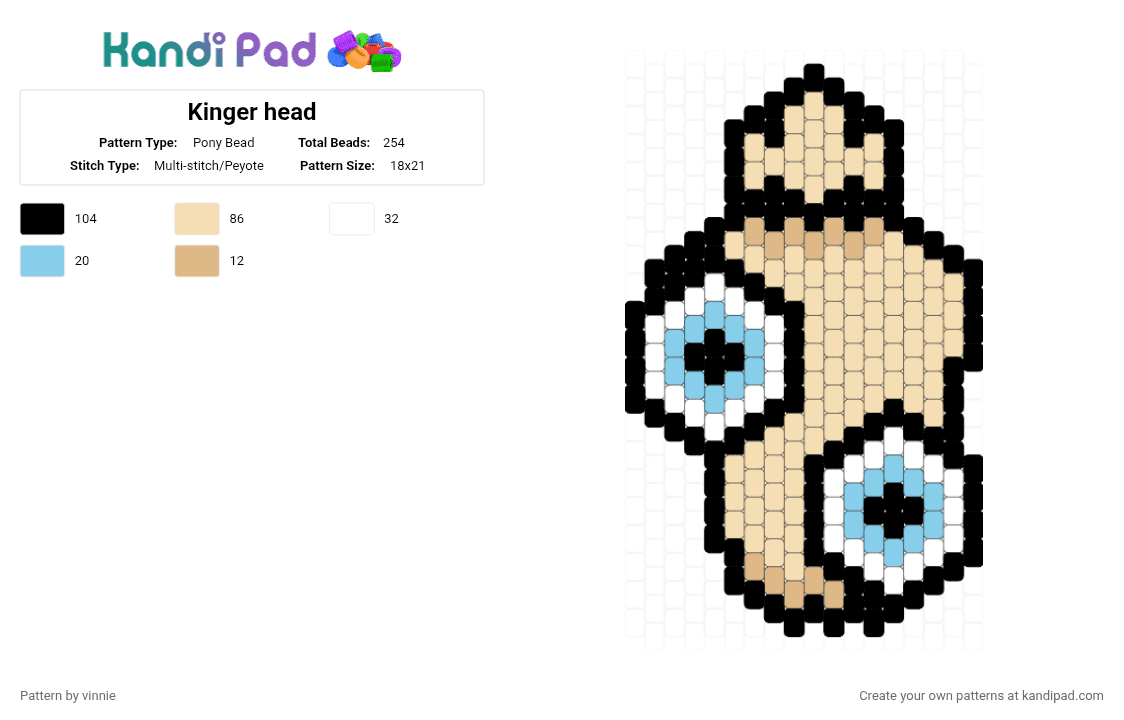 Kinger head - Pony Bead Pattern by vinnie on Kandi Pad - cartoon,chess,video game,gaming,beige