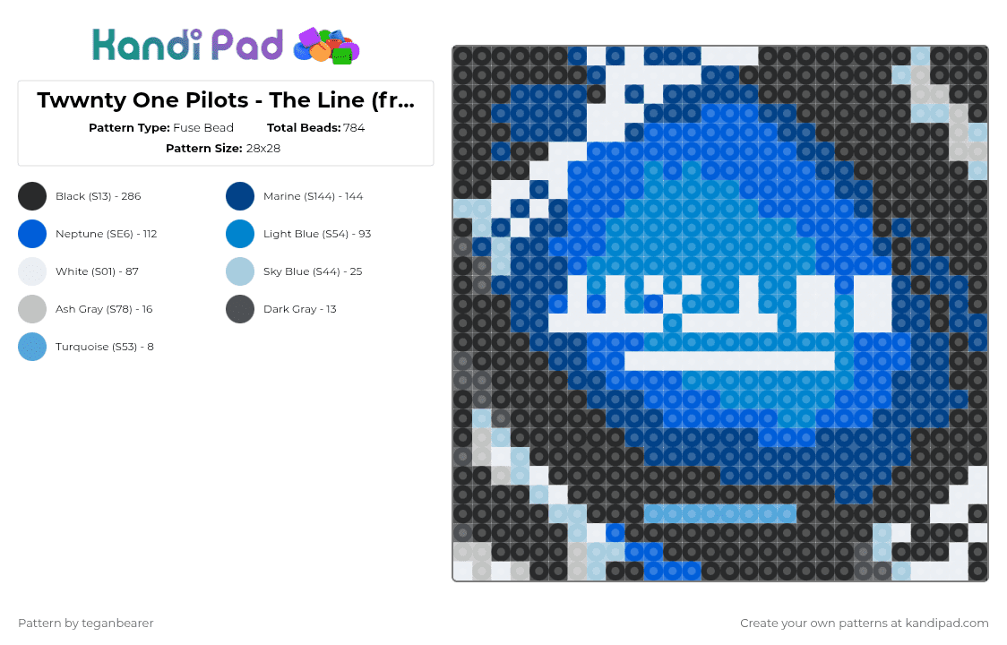 Twenty One Pilots - The Line (from the series Arcane League of Legends) - Fuse Bead Pattern by teganbearer on Kandi Pad - blue