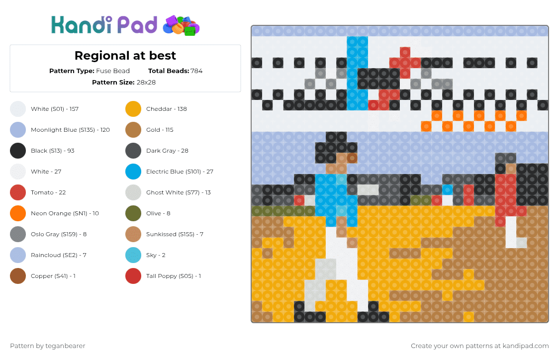 Regional at Best - Fuse Bead Pattern by teganbearer on Kandi Pad - orange,tan,light blue