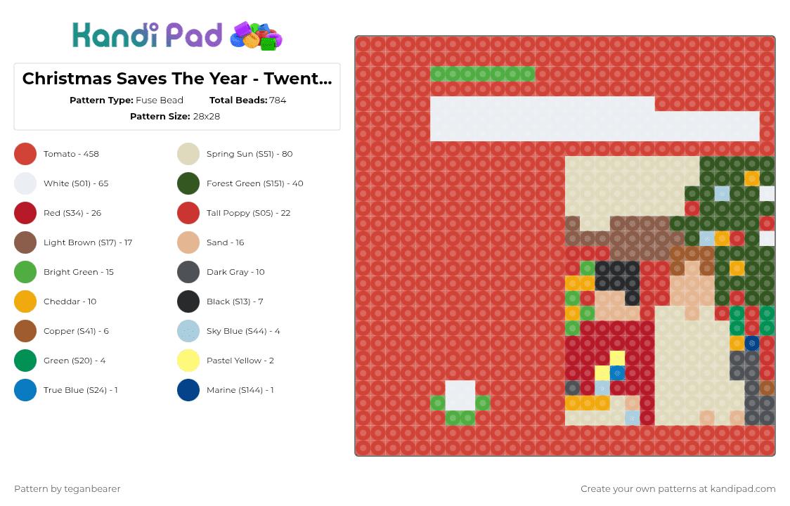 Christmas Saves The Year - Twenty One Pilots - Fuse Bead Pattern by teganbearer on Kandi Pad - red,beige