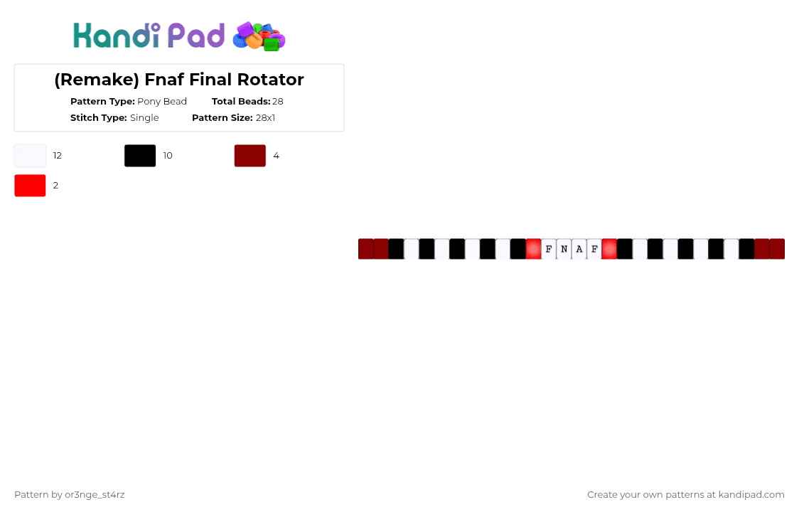 (Remake) Fnaf Final Rotator - Pony Bead Pattern by or3nge_st4rz on Kandi Pad - red,white