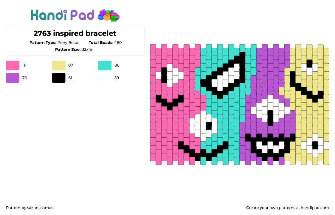 2763 inspired bracelet - Pony Bead Pattern by sakanasamas on Kandi Pad - pink,bfdi,xfohv,tpot,battlefordreamisland,xfindsouthisvalue,2763