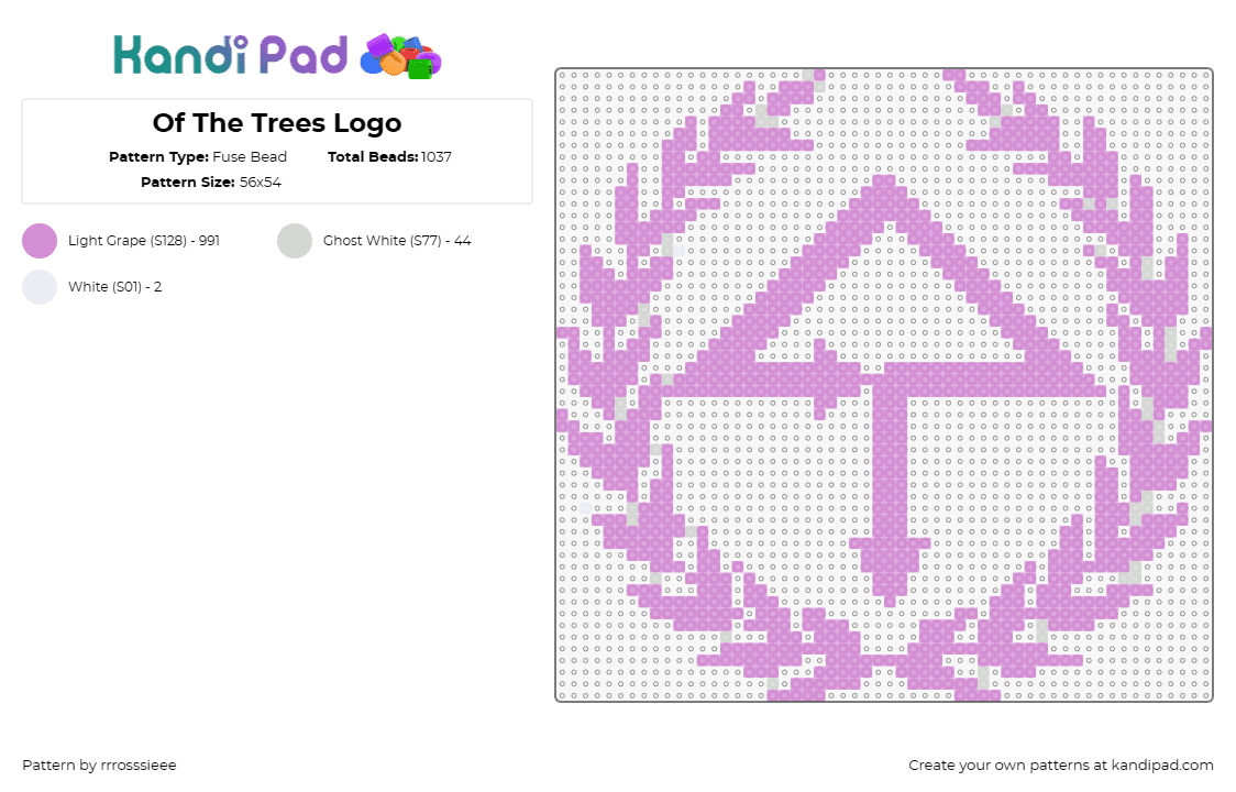 Of The Trees Logo - Fuse Bead Pattern by rrrosssieee on Kandi Pad - of the trees,music,edm,dj,emblem,monochromatic,purple,must-craft