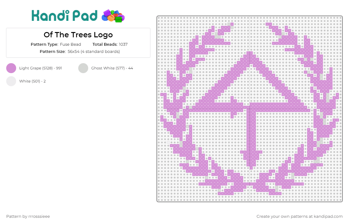 Of The Trees Logo - Fuse Bead Pattern by rrrosssieee on Kandi Pad - of the trees,music,edm,dj,iconic,emblem,monochromatic,purple,must-craft,fans