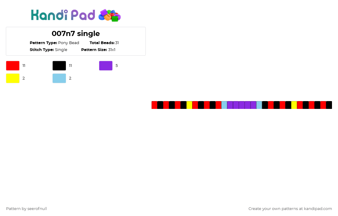 007n7 single - Pony Bead Pattern by seerofnull on Kandi Pad - purple, red
