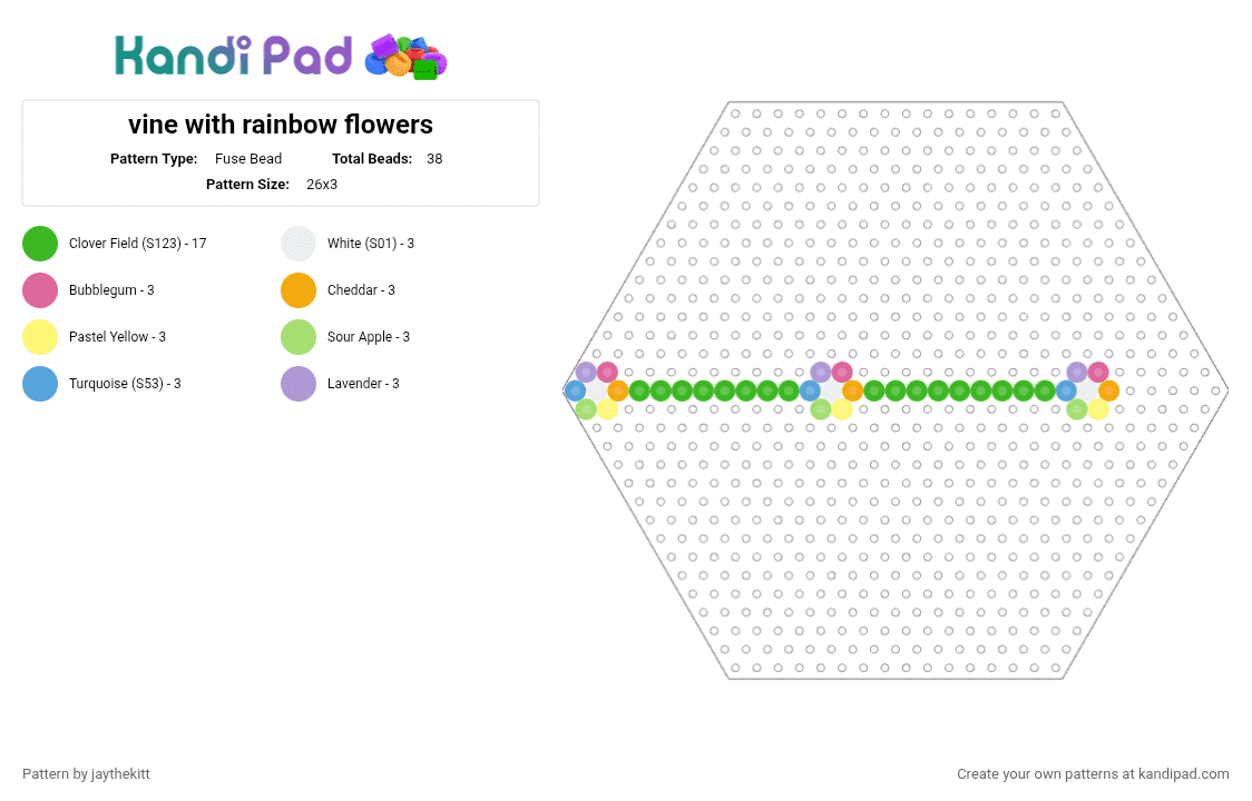 Vine with rainbow flowers Fuse Bead Pattern - Kandi Pad | Kandi ...