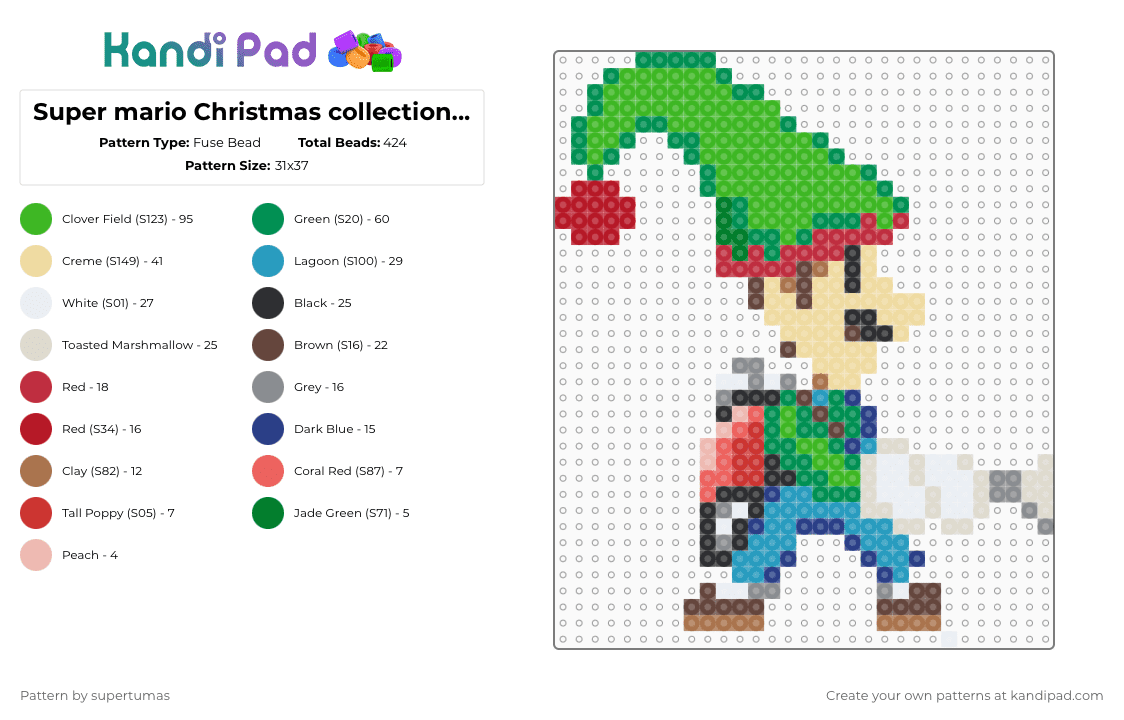 Super mario Christmas collection no. 4. Christmas mansion. - Fuse Bead Pattern by supertumas on Kandi Pad - green,red,beige,luigi,luigi mansion,super mario,christmas,poltergust 3000