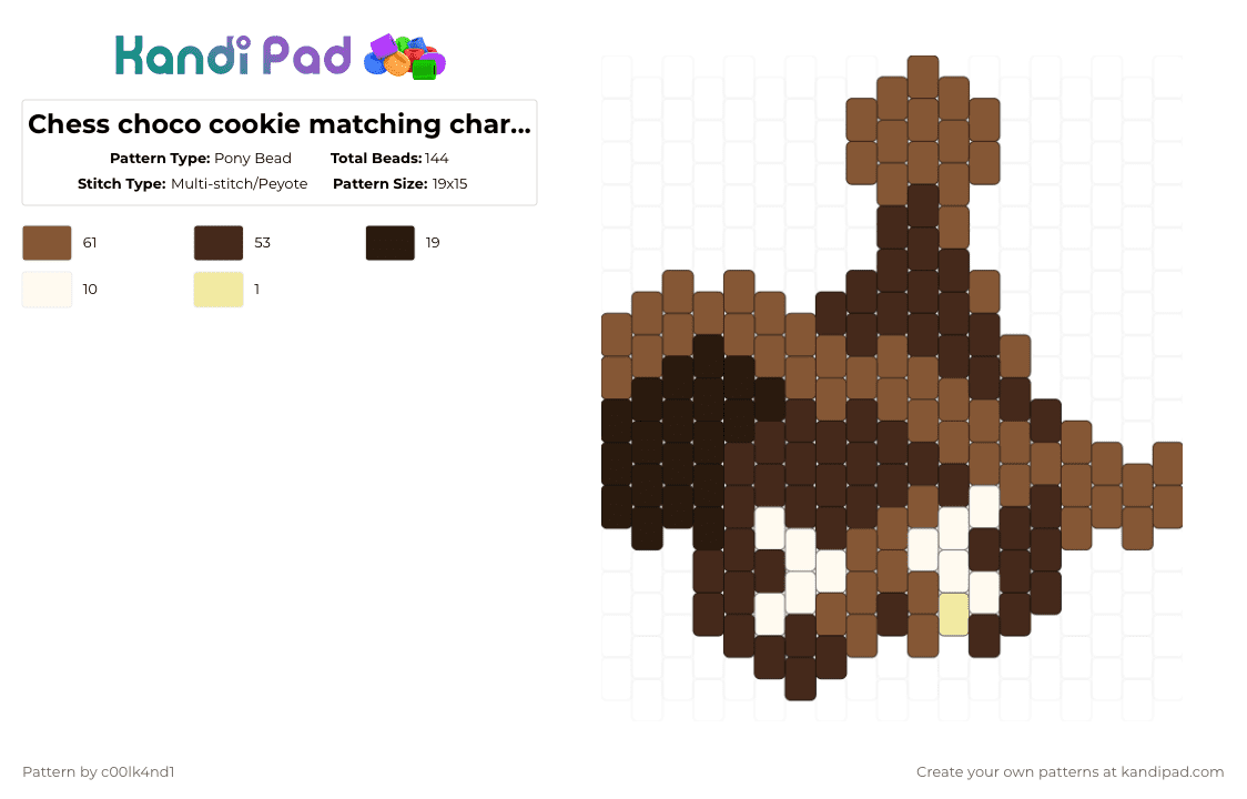 Chess choco cookie matching charms 2 - Pony Bead Pattern by c00lk4nd1 on Kandi Pad - brown,tan,crk,black,chess,cookie,chess choco cookie,kingdom