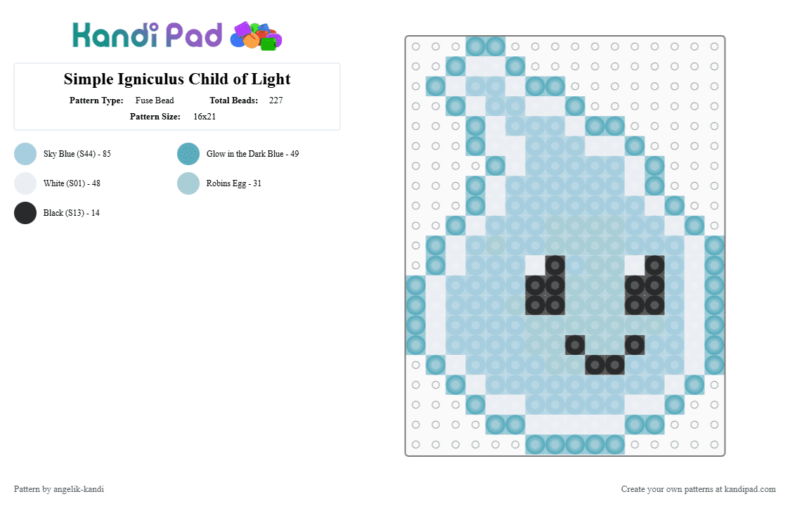 Simple Igniculus Child of Light - Fuse Bead Pattern by angelik-kandi on Kandi Pad - light blue,blue,fire,child of light,small,simple,glow in the dark,water