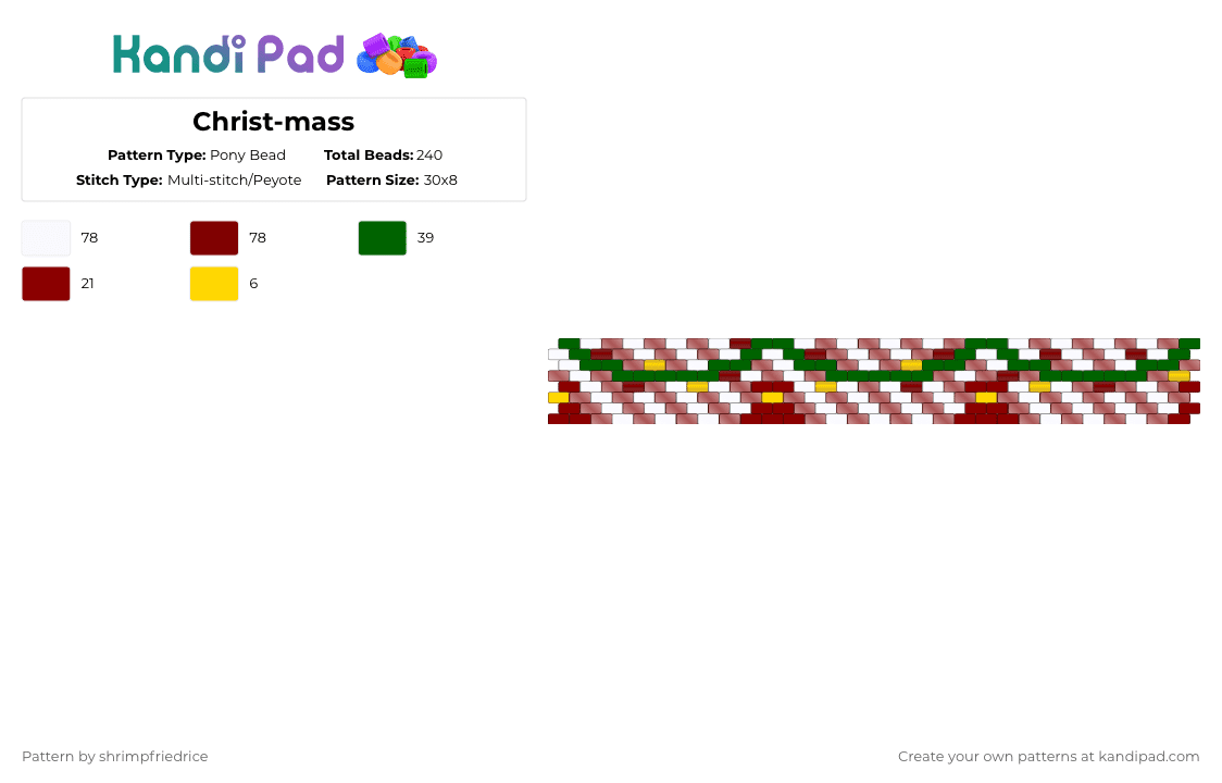 Christ-mass - Pony Bead Pattern by shrimpfriedrice on Kandi Pad - brown, cotdchristmas2025, green