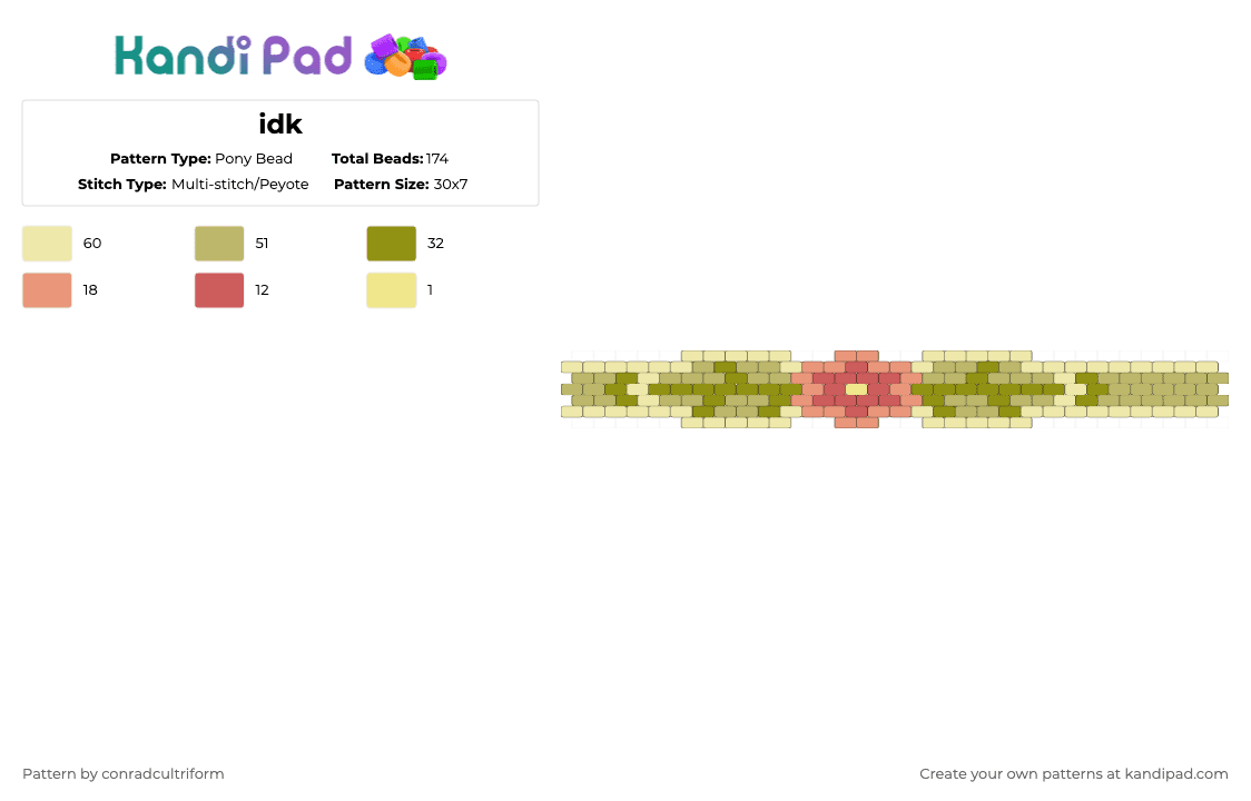 idk - Pony Bead Pattern by conradcultriform on Kandi Pad - yellow,beige