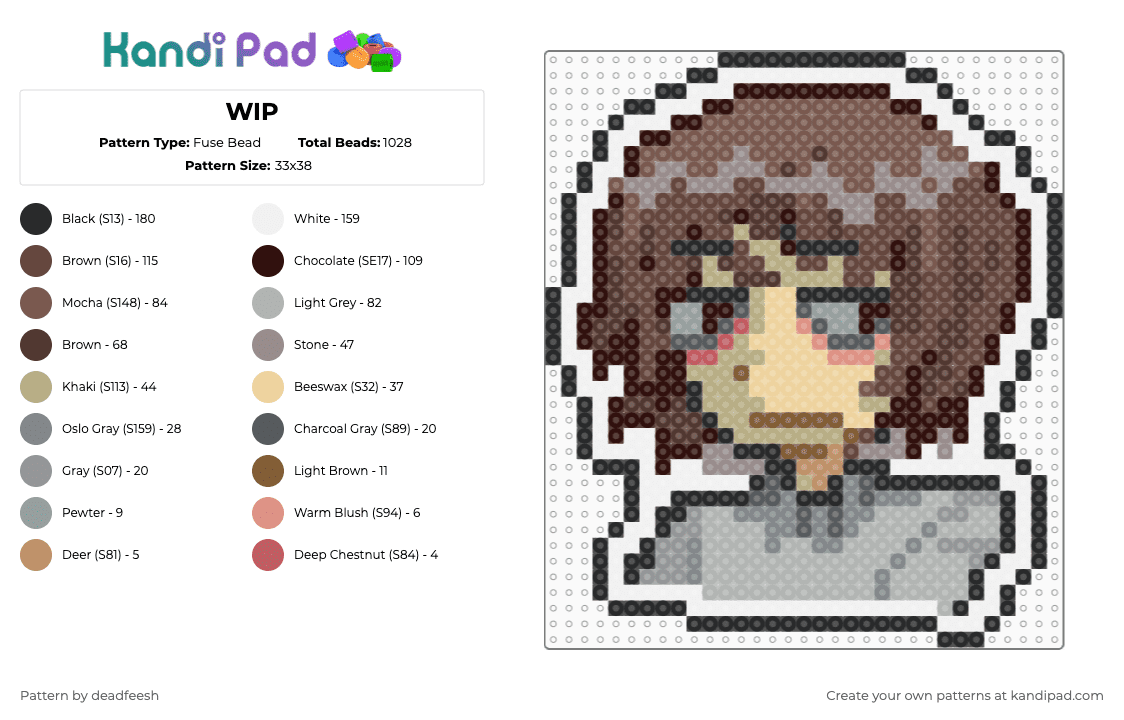 will byers (owm) - Fuse Bead Pattern by conradcultriform on Kandi Pad - brown,beige,one wheat mark,owm,will byers,stranger things,will,william byers,mike wheeler,make queerler