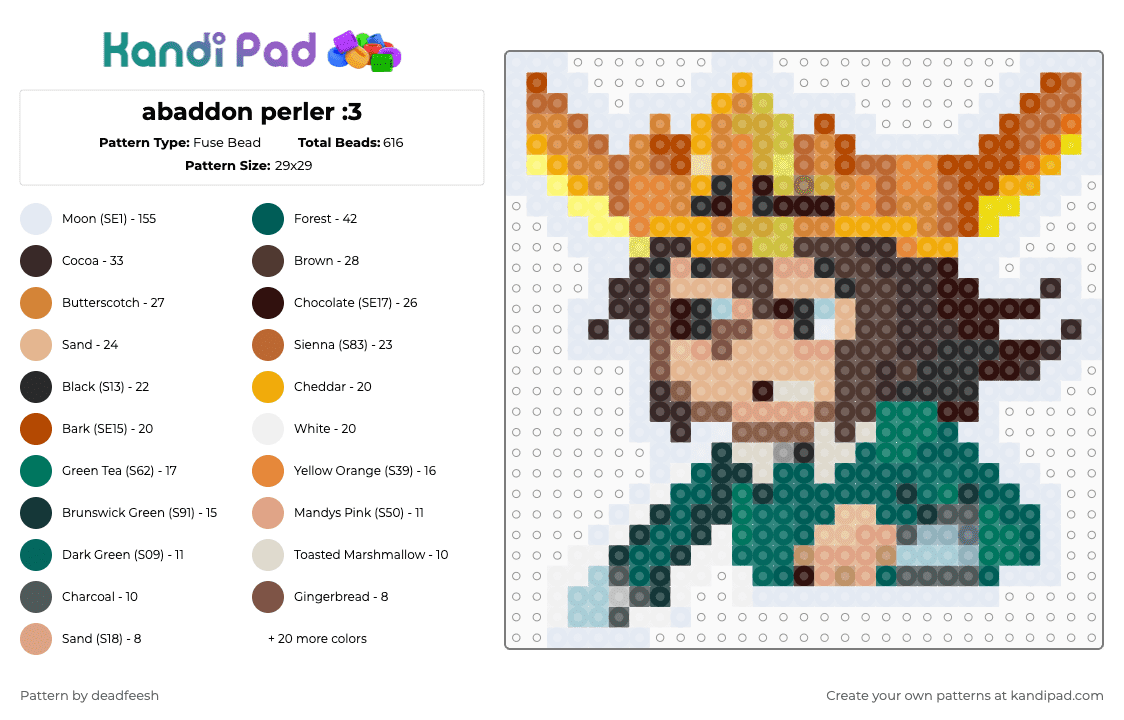 abaddon perler :3 - Fuse Bead Pattern by conradcultriform on Kandi Pad - beige,orange,gray,colorful,haunted hotel,abaddon,hh,abbadon