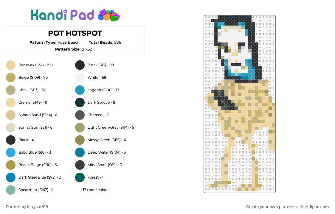 POT HOTSPOT - Fuse Bead Pattern by kittykat818 on Kandi Pad - beige